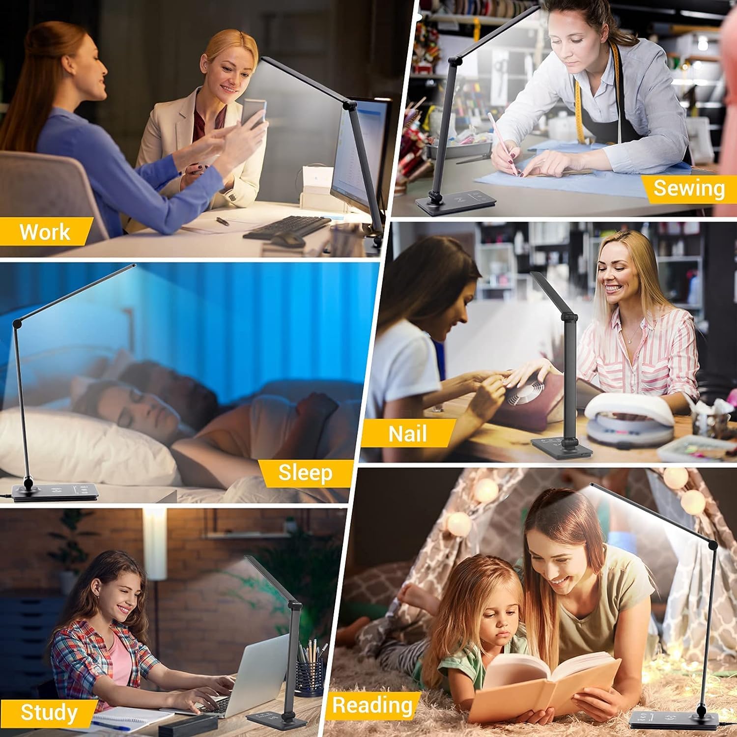 LED Desk Lamp 3-Level Dimmable – 8W, 5000K Daylight, USB Charging Port, Memory Function for Home Office & Study