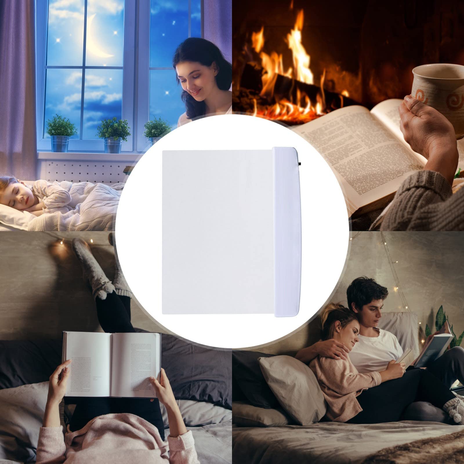 Flat LED Book Light – Full Page Reading Light, Wireless Panel, Clear Illumination for Bedtime Reading (White)