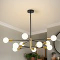 Black and Gold 10-Light Sputnik Farmhouse Chandelier for Home Decor