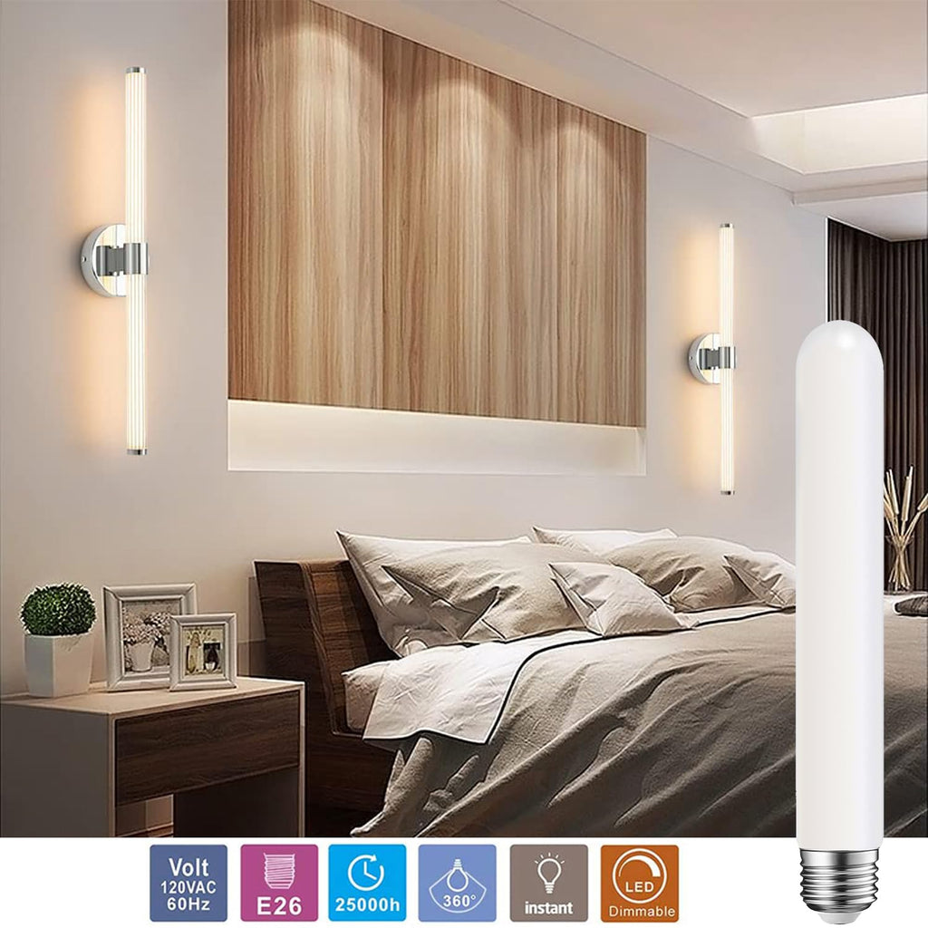 4-Pack T10 LED Bulbs E26 Base – 4W (40W Equiv.), 400LM, 2700K Warm White, Dimmable for Cabinet Display & Wall Sconces