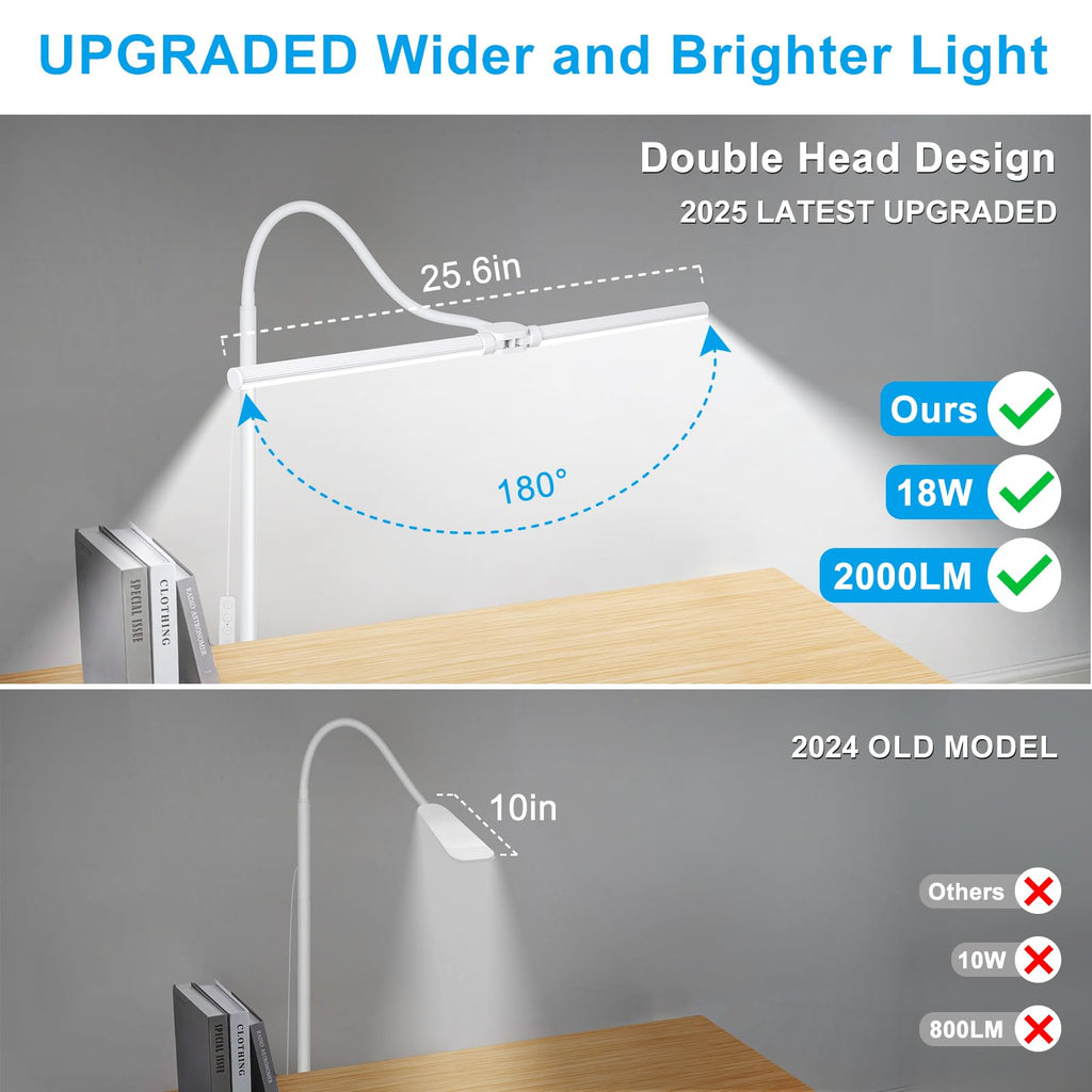 Adjustable gooseneck LED task floor lamp for reading and study