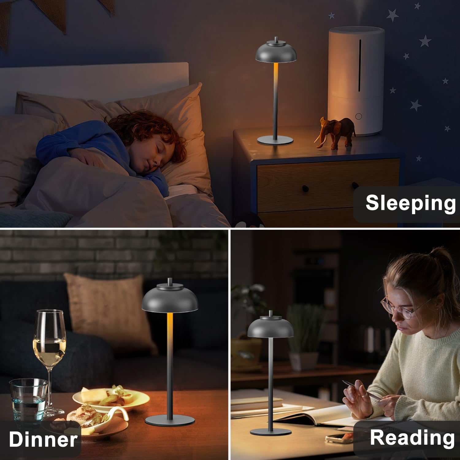 Waterproof cordless table lamp 2-pack for patio dining