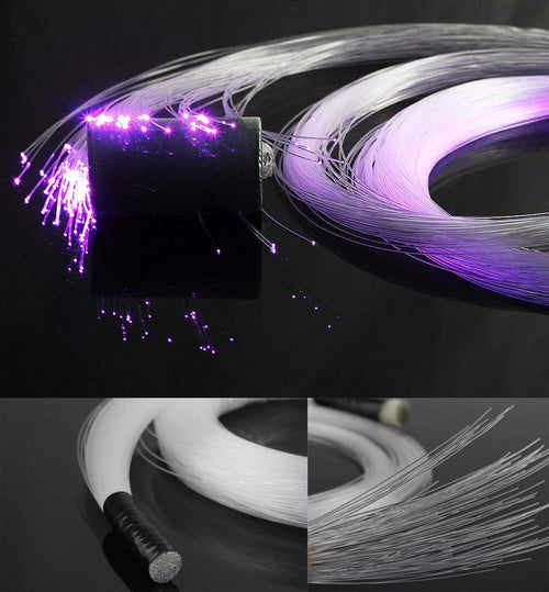100-Pack Fiber Optic Cable Strands – 0.03IN x 9.8FT, PMMA End Glow, AZIMOM LED Compatible for Star Sky Ceiling