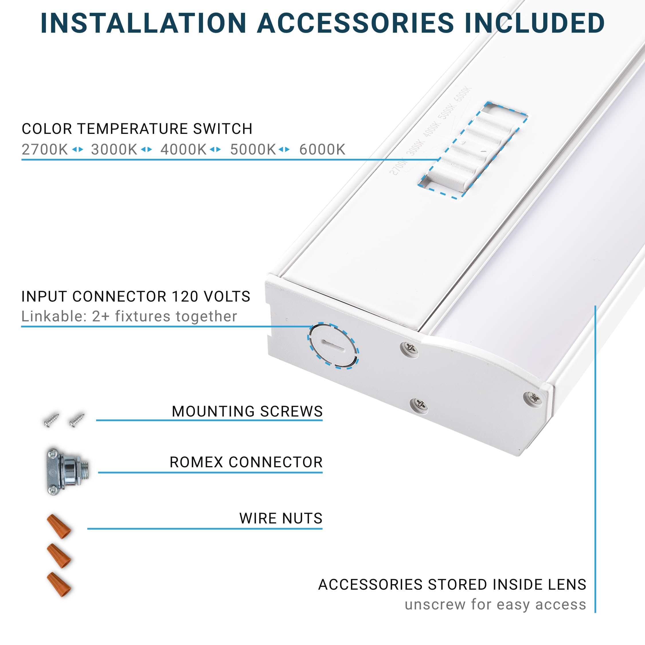PARMIDA LED Under Cabinet Light Hardwired – 16IN, 14W, 5CCT Color Selectable, 1000LM, Dimmable for Kitchen & Workspace