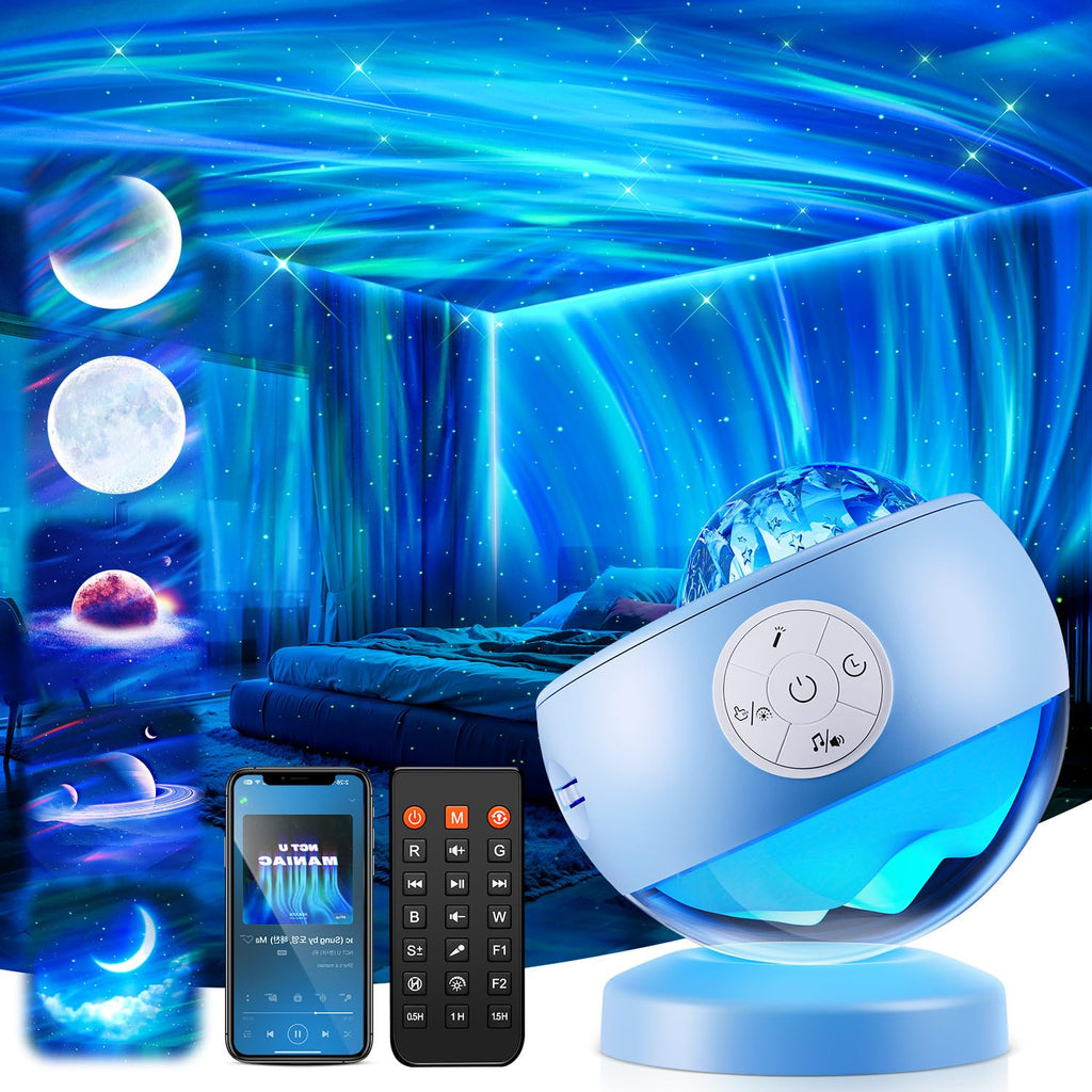 Iceberg-base galaxy projector night light with 300+ effects and white noise