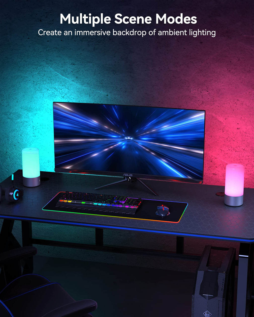 Touch control RGB table lamp with 3-level dimming for bedside reading