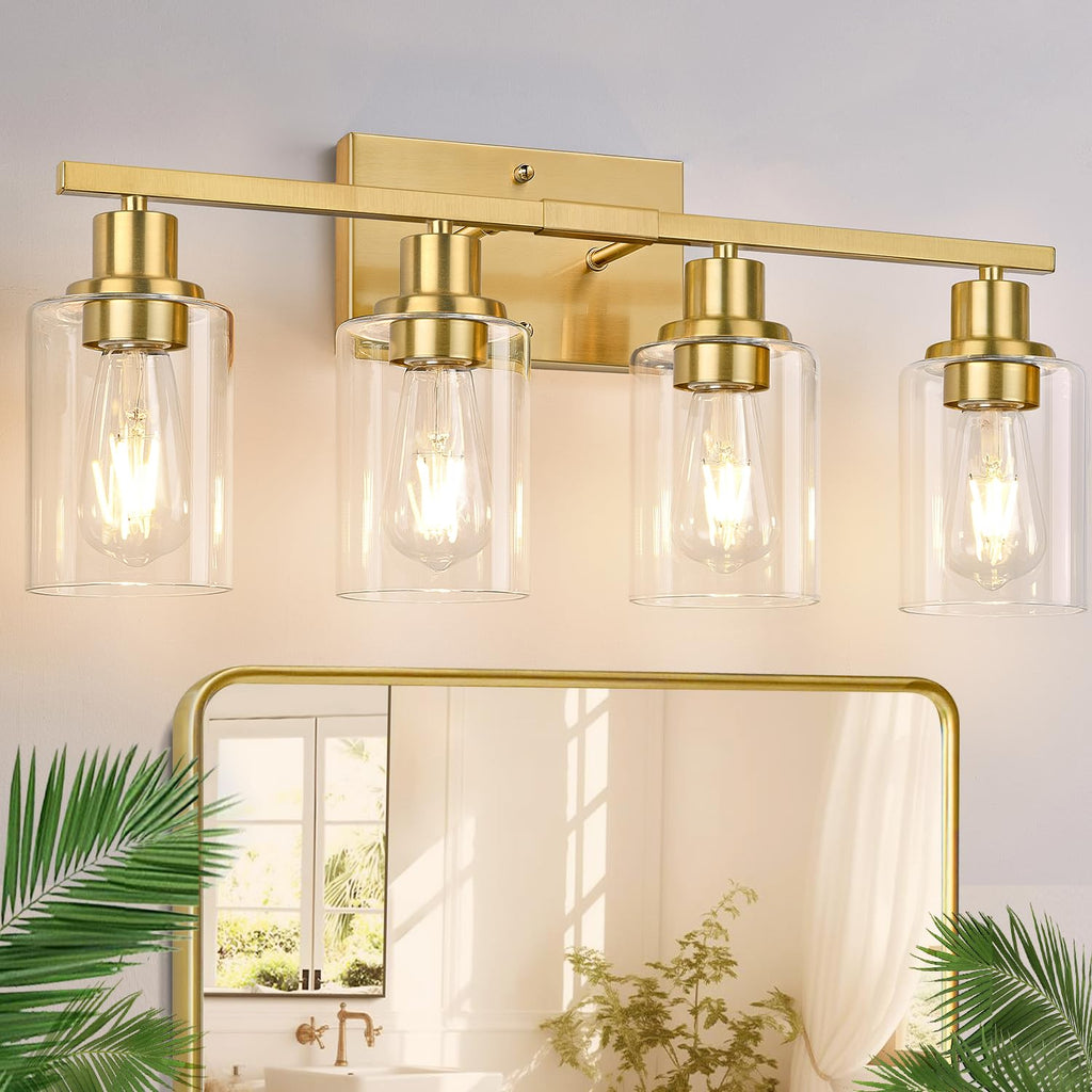 Brushed gold 4-light bathroom vanity fixture for home decor