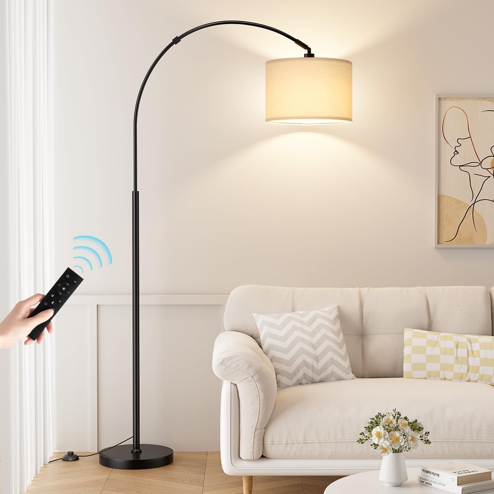70-inch dimmable arc floor lamp with rotating head for sofas
