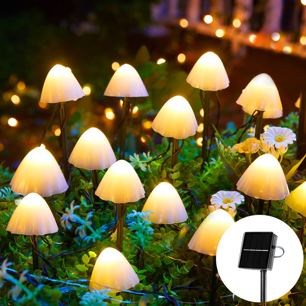 Solar mushroom outdoor string light path lights, 8 modes