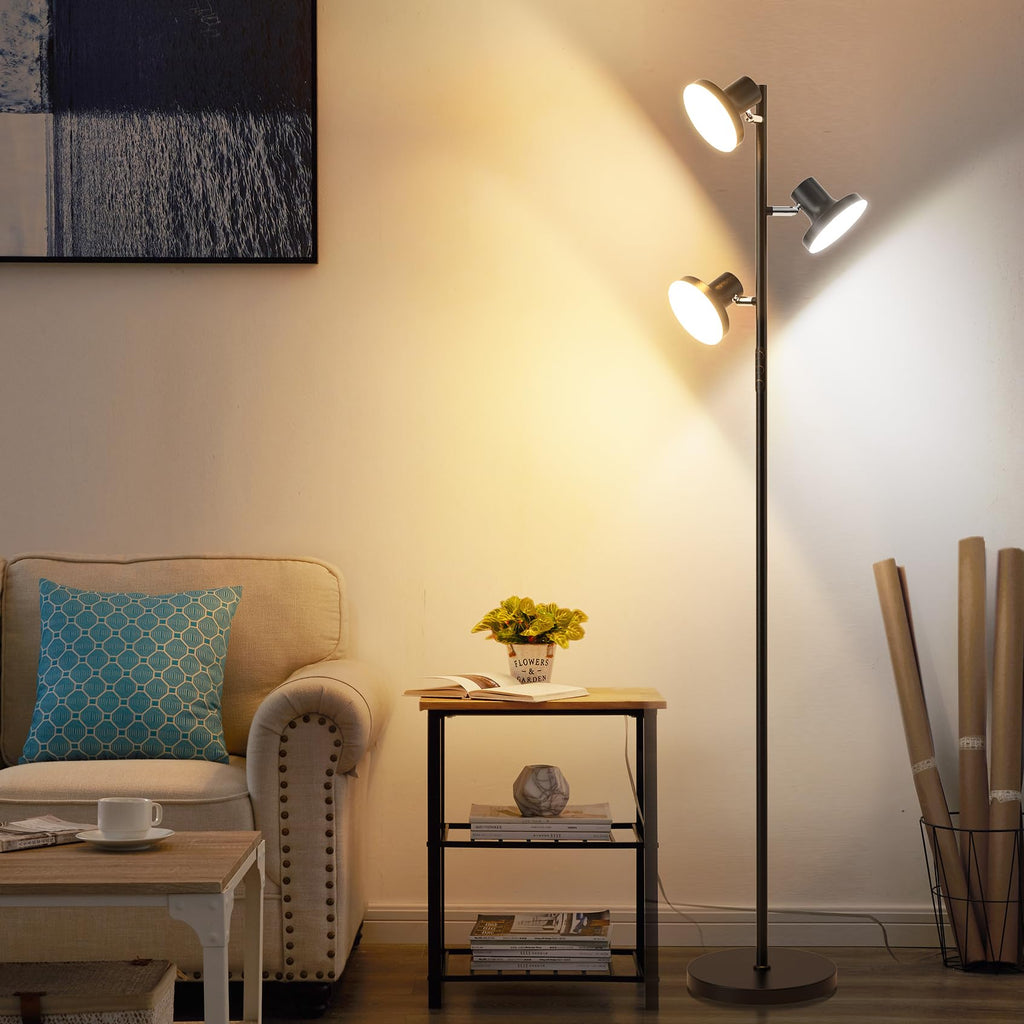 36W LED Tree Floor Lamp with 3 Rotatable Heads & 4 Color Temperatures