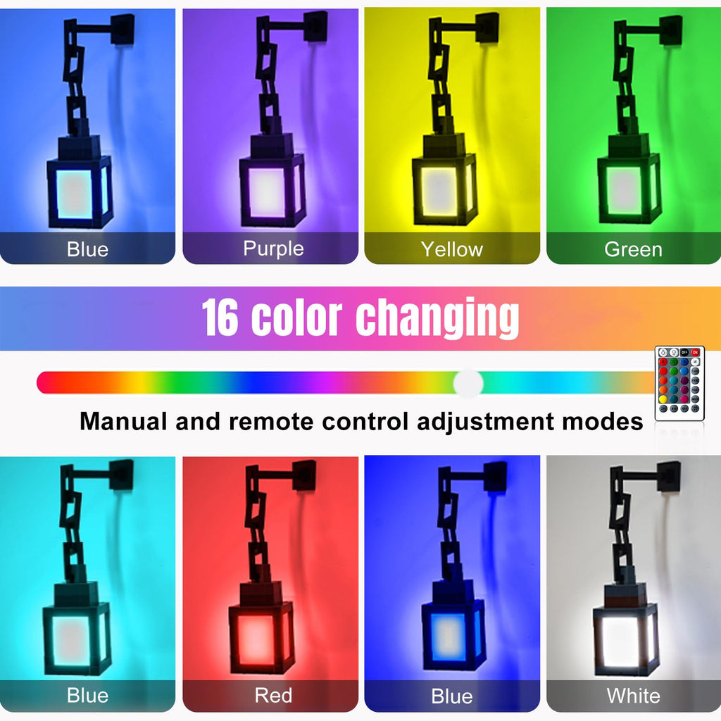 Retro pixel-style LED night light with 16 colors and remote control