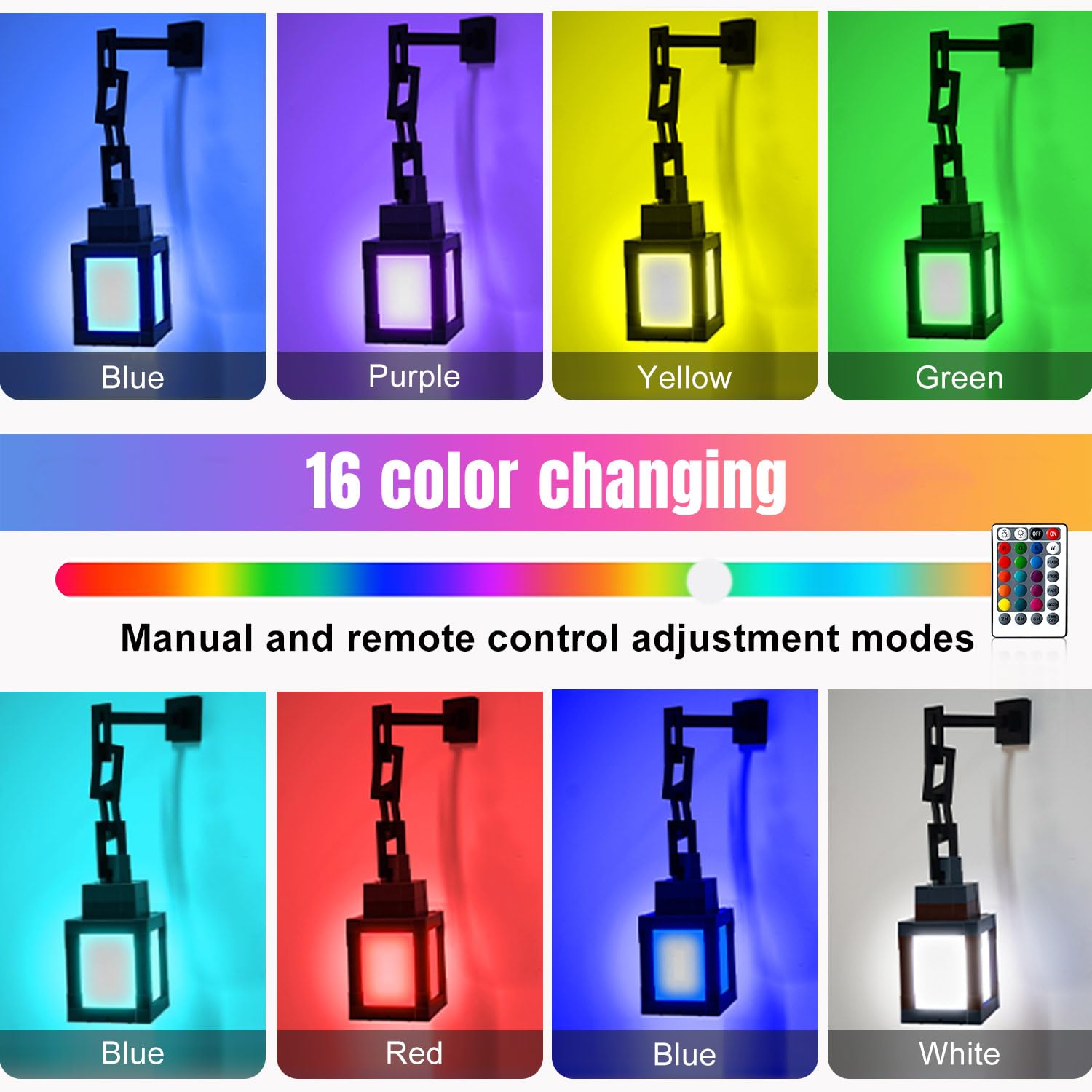 Retro pixel-style LED night light with 16 colors and remote control