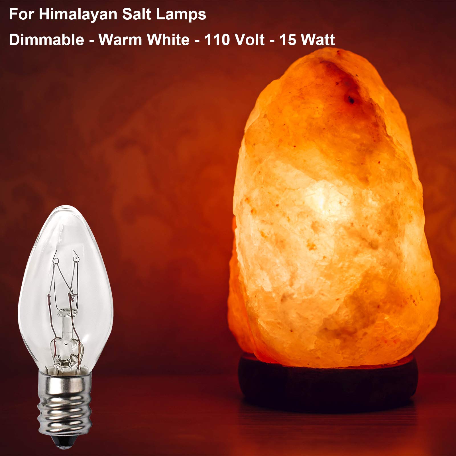 12-Pack 15W Himalayan Salt Lamp Bulbs – E12 Base, Dimmable, Warm Light for Salt Lamps & Scentsy Warmers