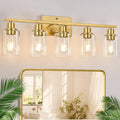Brushed gold 5-light bathroom vanity fixture for home decor