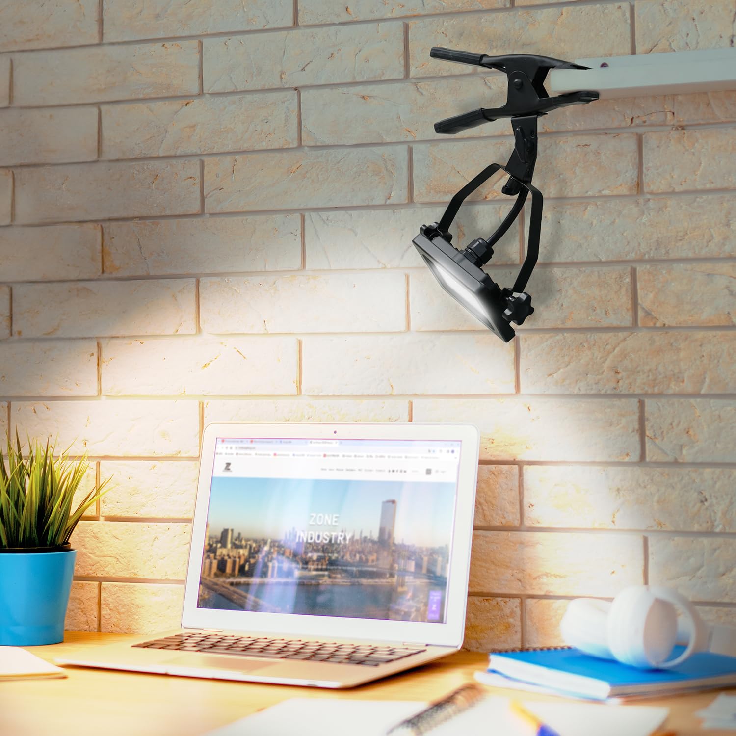 1200 Lumen LED Clamp Work Light – 10W Portable, 5000K Daylight, Waterproof with 5FT Cord for Job Site & Garage