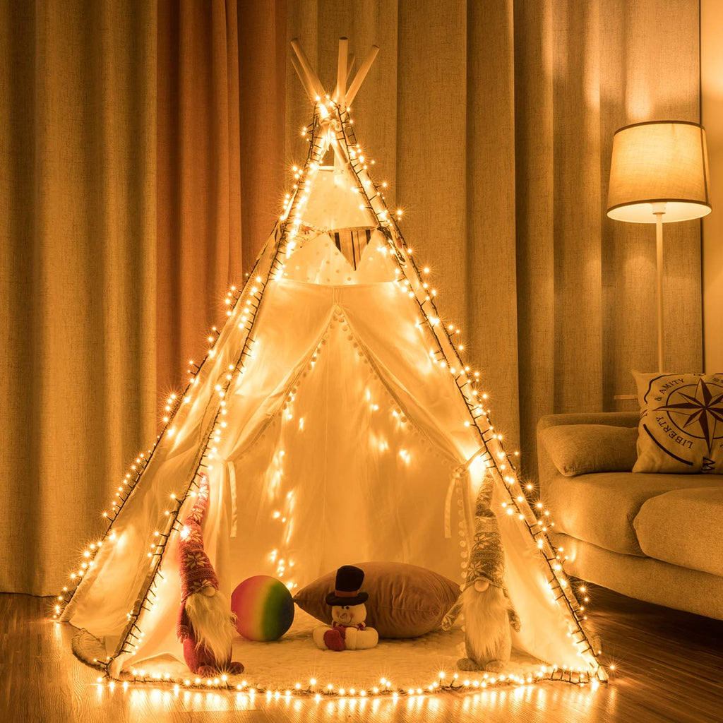 AWQ 500 LED Christmas Cluster String Lights – 49FT, Warm White, Indoor/Outdoor, Low Voltage for Xmas Tree & Garden Decoration