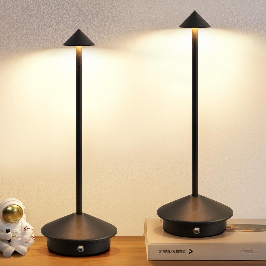 Cordless rechargeable table lamps, set of 2, with LED dimming