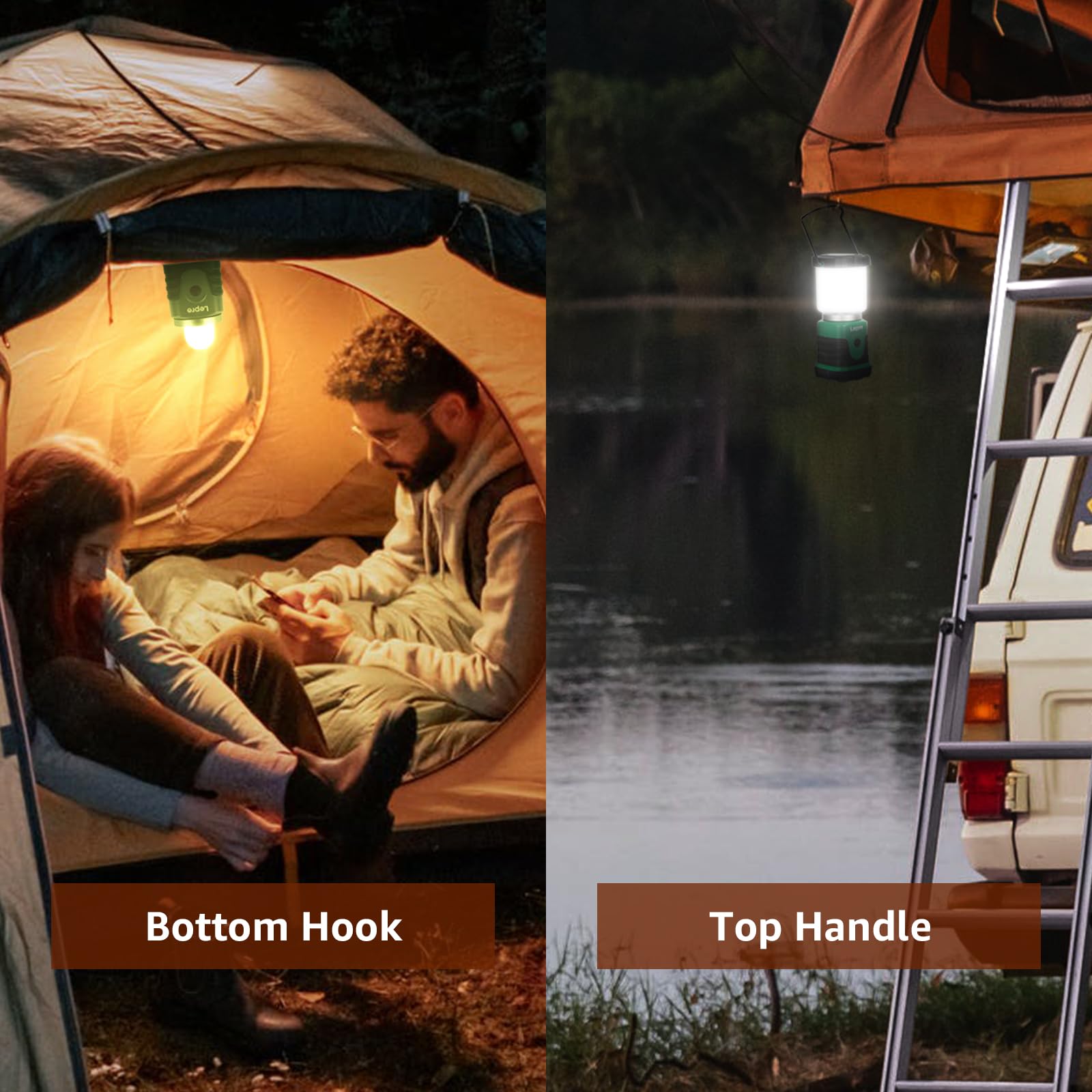 2-Pack LED Camping Lantern Mini – 350LM, 4 Light Modes, 3 AA Battery Powered for Hiking & Emergencies