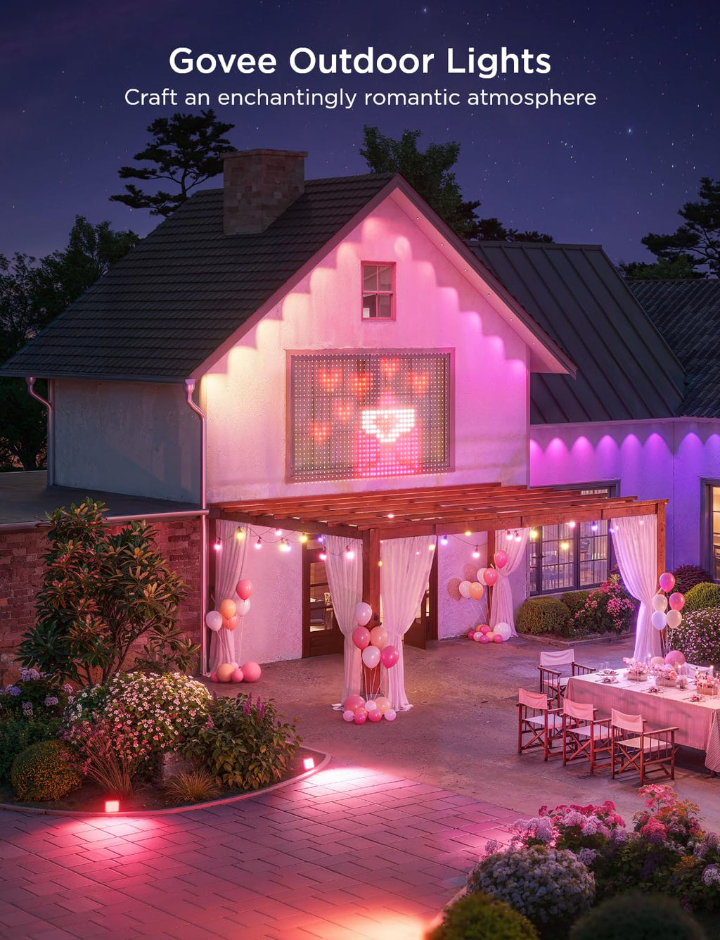 50ft RGBIC outdoor string lights with 100 scene modes