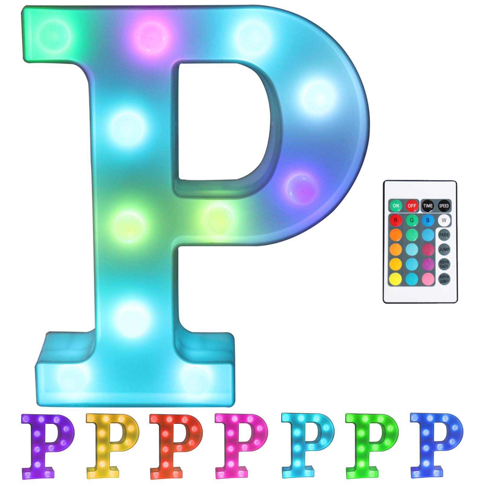 Multicolor LED marquee letter light with remote, decorative night light sign