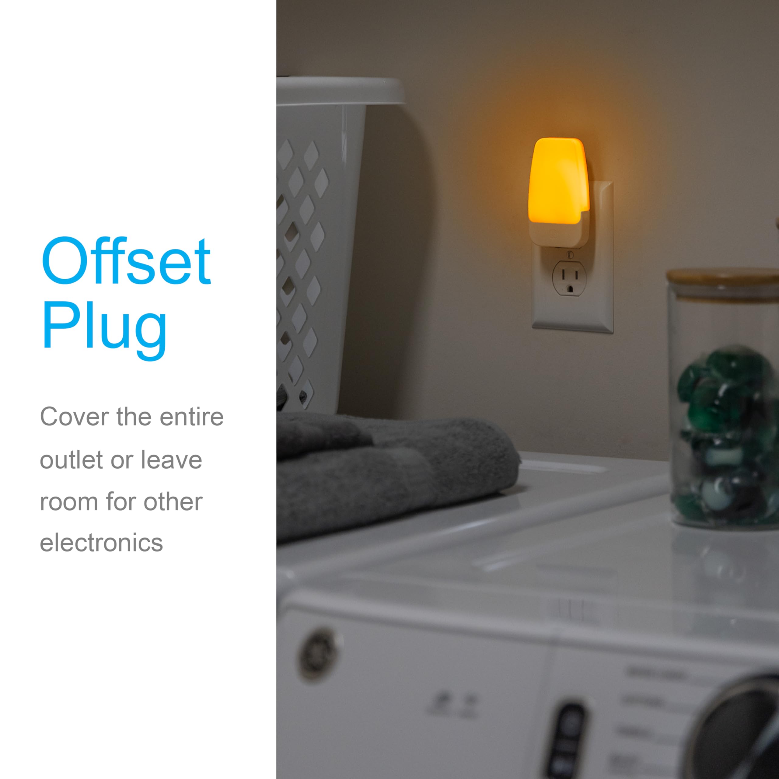 Amber plug-in LED night light 4-pack with dusk to dawn sensor