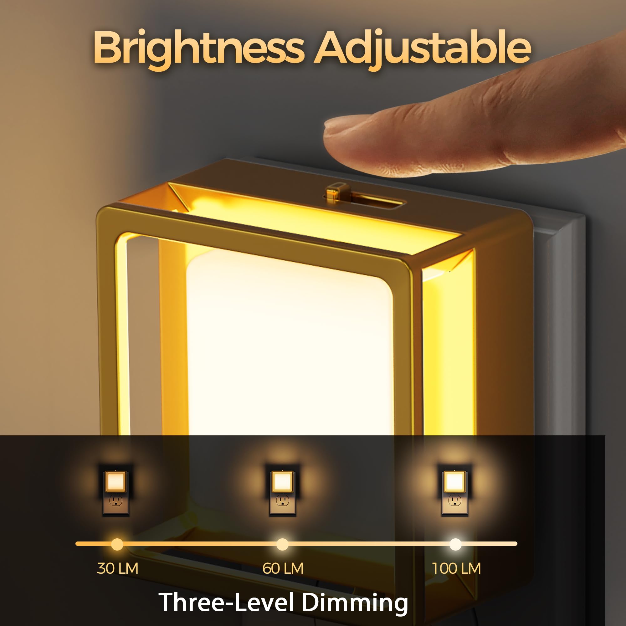 Automatic plug-in LED night light with light sensor, 2-pack