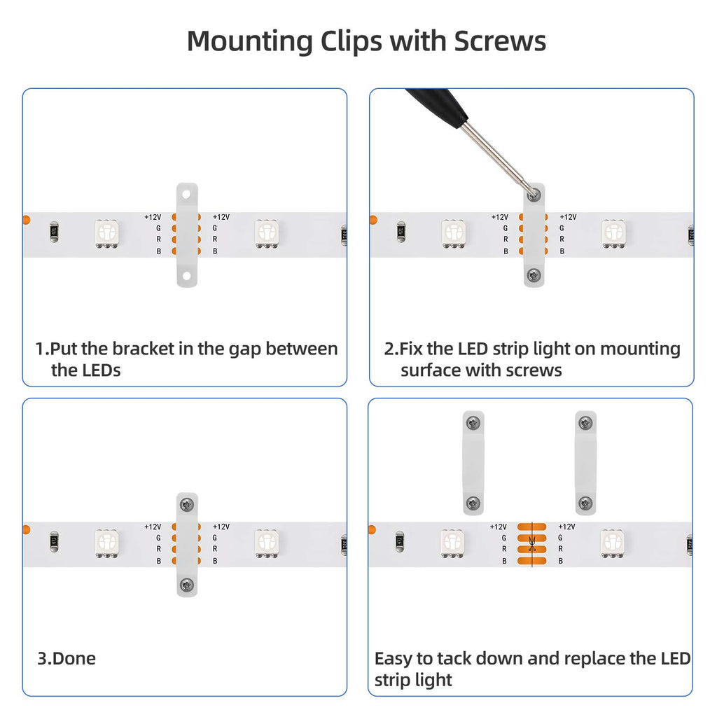 LED Strip Light Connector Kit – 5050 RGB 4-Pin 10mm with Clips & Tools for Light Strip Installation & Repair