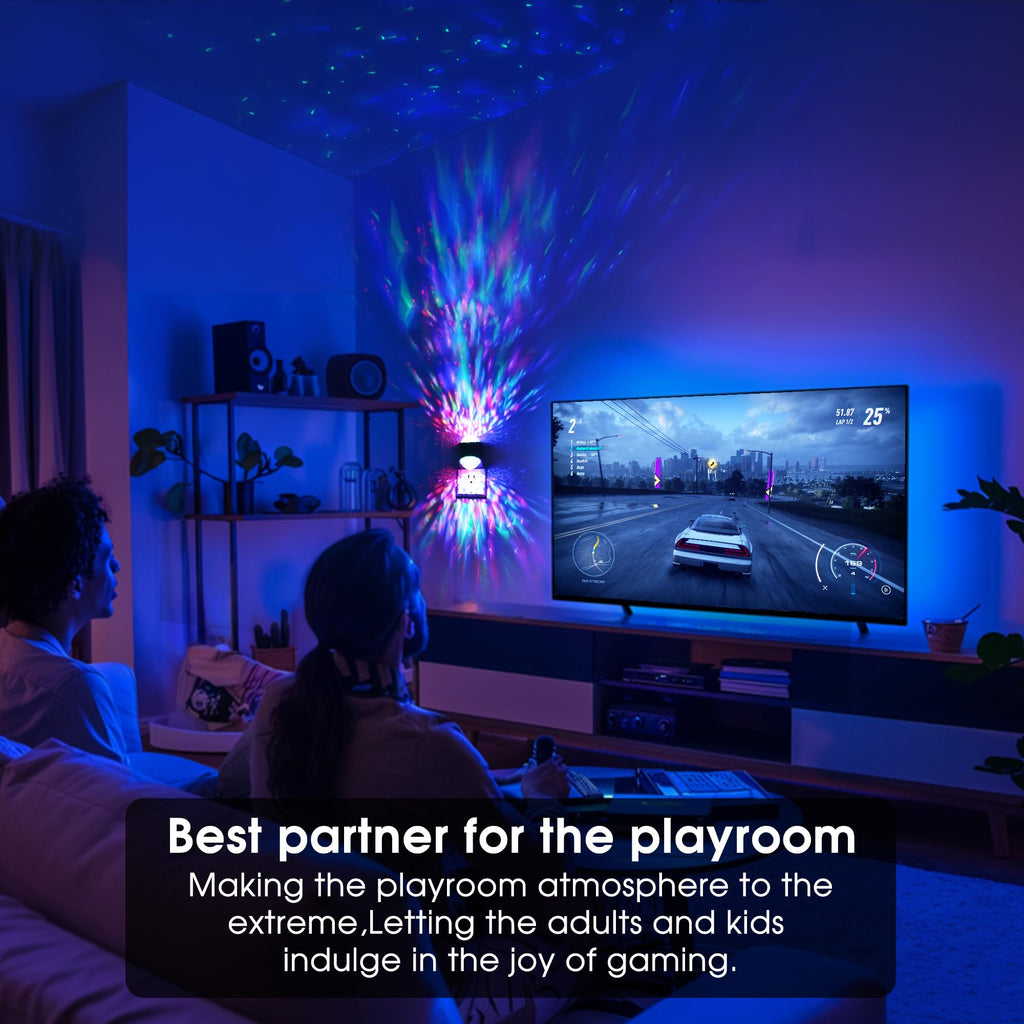 Galaxy star projector night light with dusk-to-dawn sensor, RGB