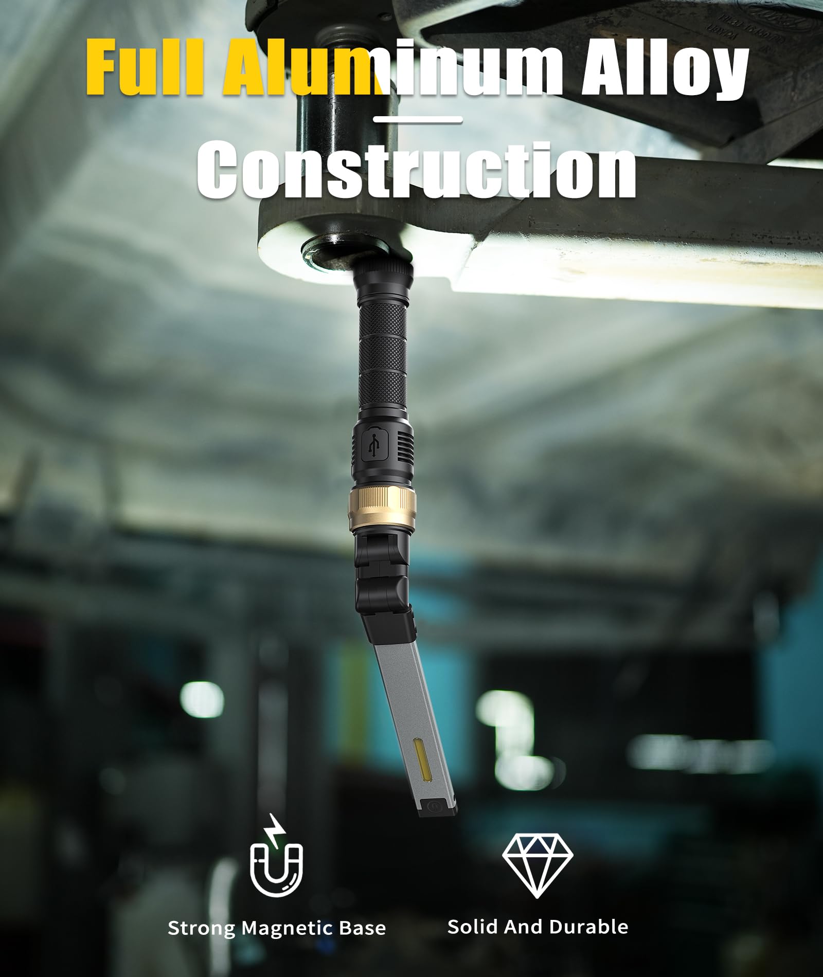 HOTLIGH Rechargeable LED Work Light – 1200LM, 5000mAh Battery, Magnetic 360° Rotate for Auto Repair & Emergency
