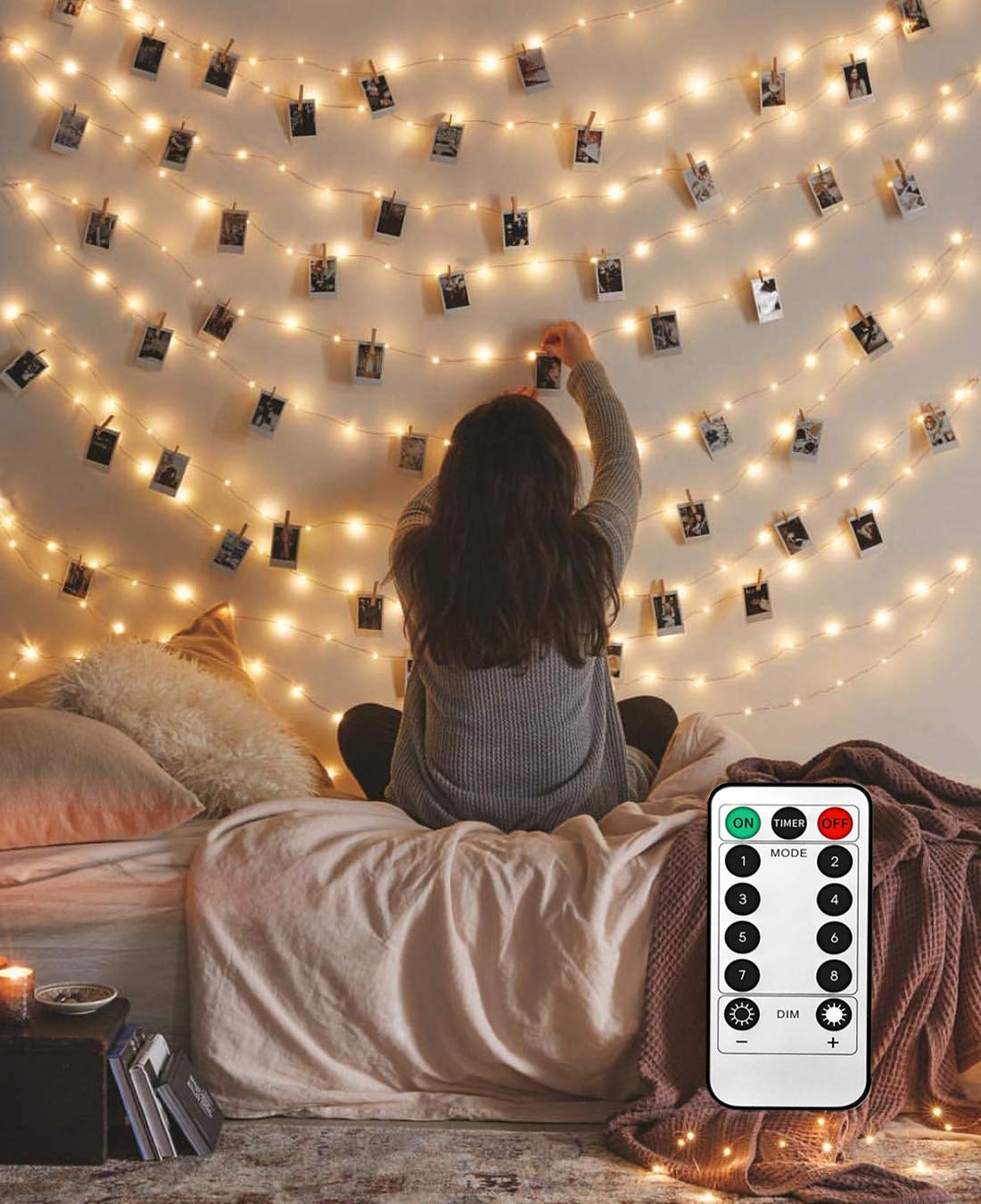 Photo clip string light, 17 ft, 50 LED with remote, 8 modes