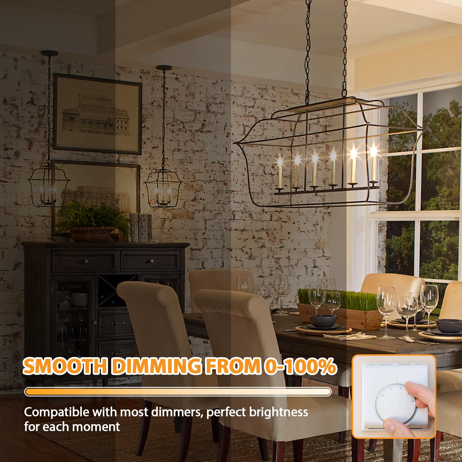 24-Pack LED Candelabra Bulbs Dimmable – 4W (40W Equiv.), 2700K Warm White, E12 Base for Chandeliers & Ceiling Fans