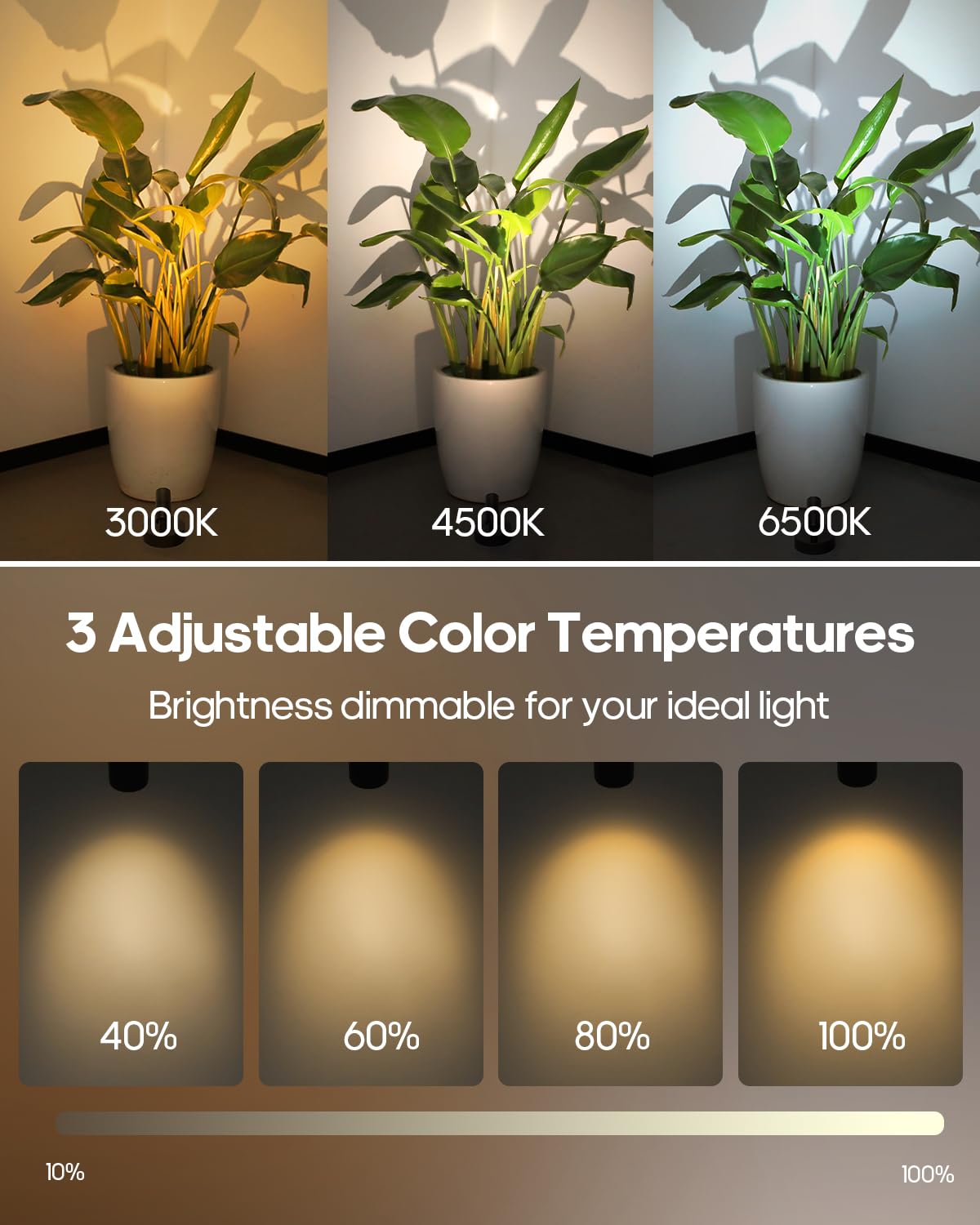1-Pack LED Spotlight Indoor with Remote – 3000mAh Rechargeable, 3 Color Temps, Dimmable, Wireless for Plant & Artwork Lighting