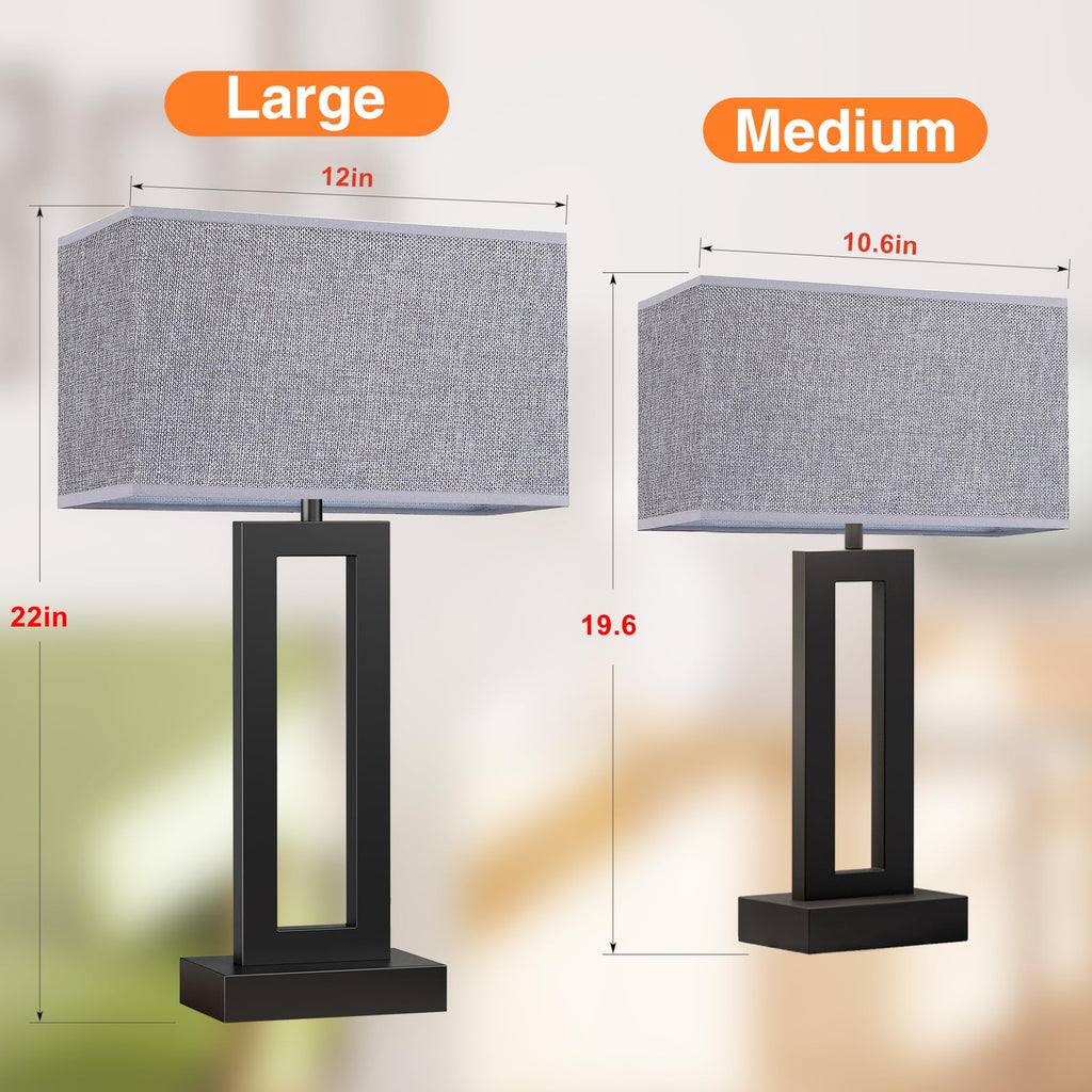 22-inch touch control bedside table lamp set of 2 with USB charging