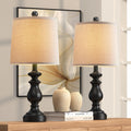 Farmhouse table lamp set of 2 for bedroom nightstands, 22-inch black