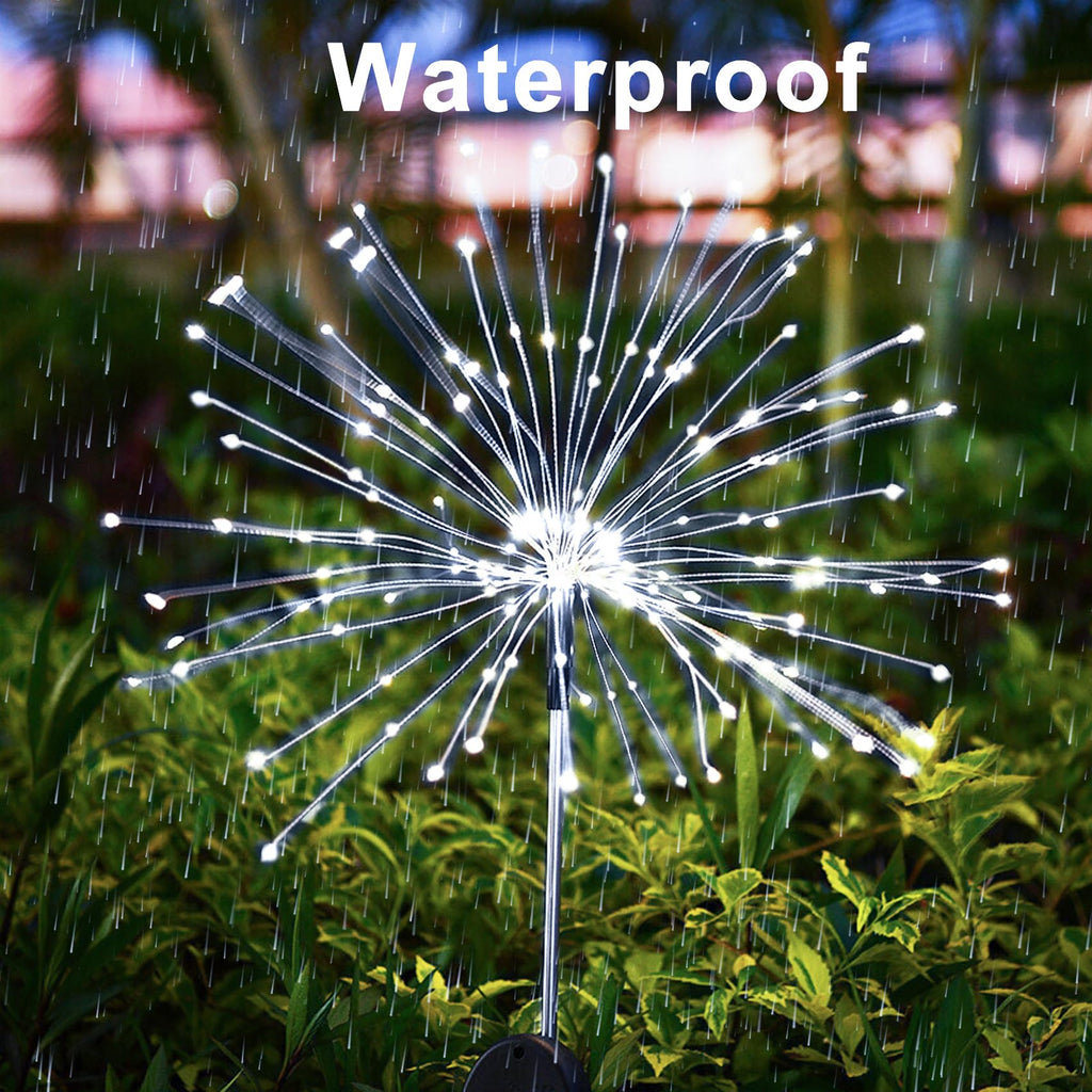 2-Pack Solar Firework Lights – 120 LEDs, IP65 Waterproof, 2 Lighting Modes, DIY Bendable Copper Wire for Garden Patio & Party Decor (Cool White)