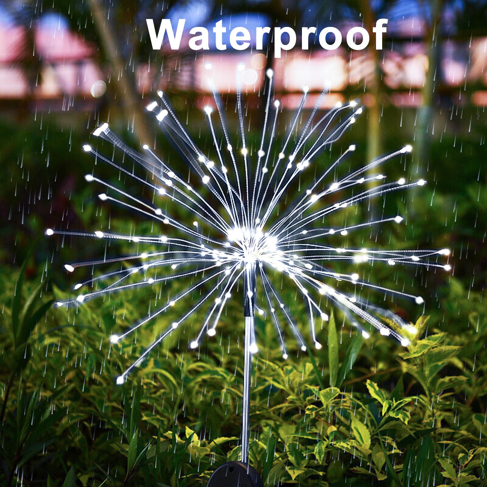 2-Pack Solar Firework Lights – 120 LEDs, IP65 Waterproof, 2 Lighting Modes, DIY Bendable Copper Wire for Garden Patio & Party Decor (Cool White)