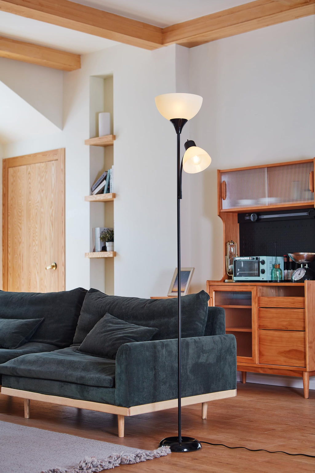 72-inch slim torchiere floor lamp with adjustable reading light, easy assembly