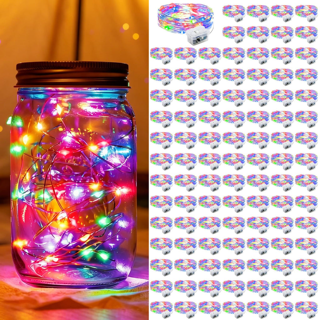 100-Pack Multicolor LED String Light Set, 7Ft Battery Twinkle Firefly