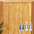 Warm white 300-LED curtain string light, 9.8 x 9.8 ft, 2-pack