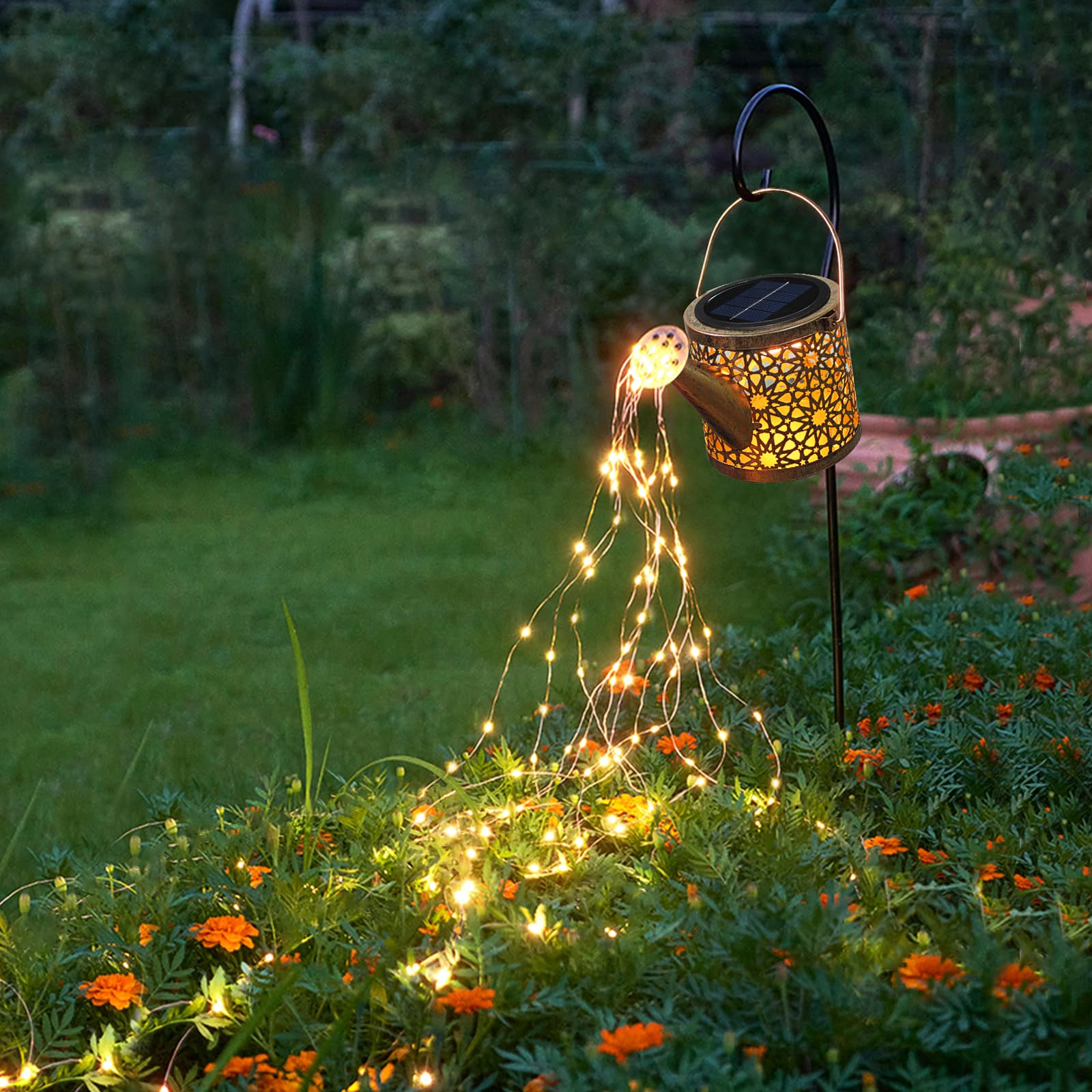 Solar metal watering can outdoor string light for garden patio decor