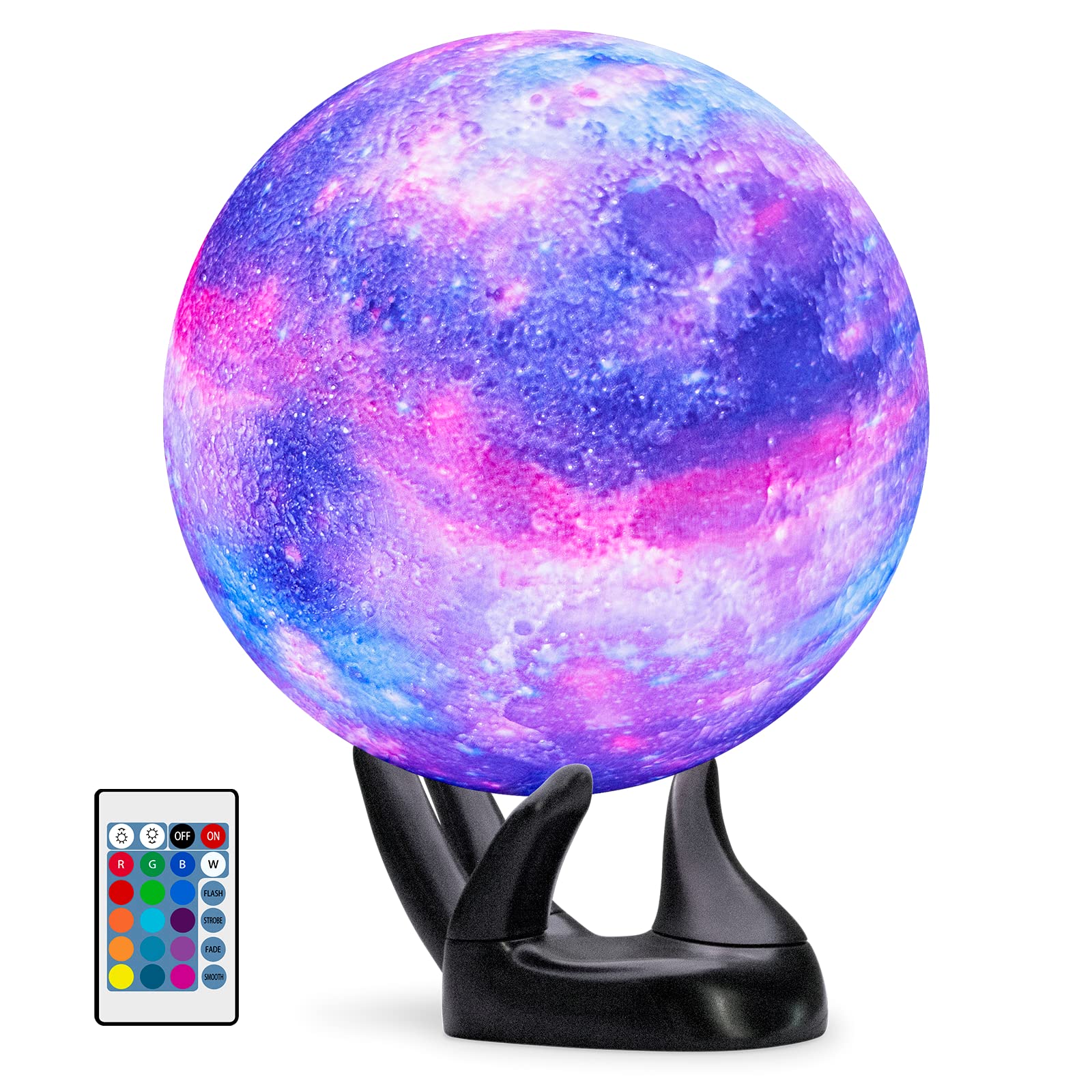 3D printed moon night light with remote and touch control