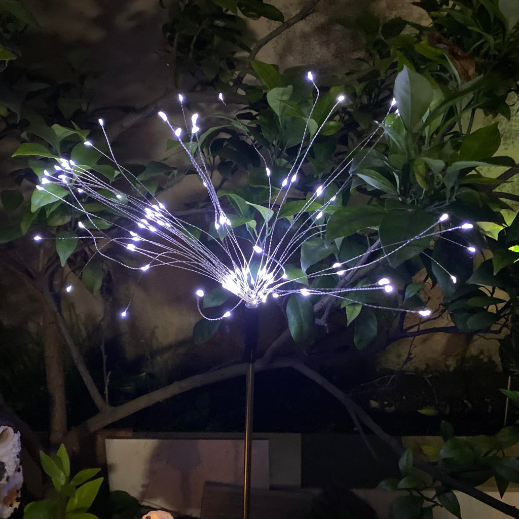2-Pack Solar Firework Lights – 120 LEDs, IP65 Waterproof, 2 Lighting Modes, DIY Bendable Copper Wire for Garden Patio & Party Decor (Cool White)