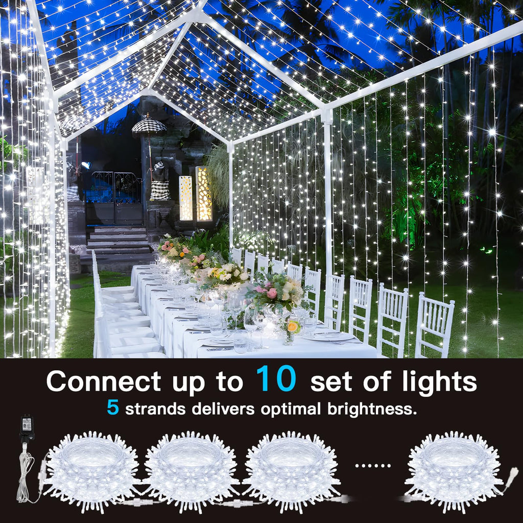 100-LED outdoor string light with timer, 33ft, 12 modes
