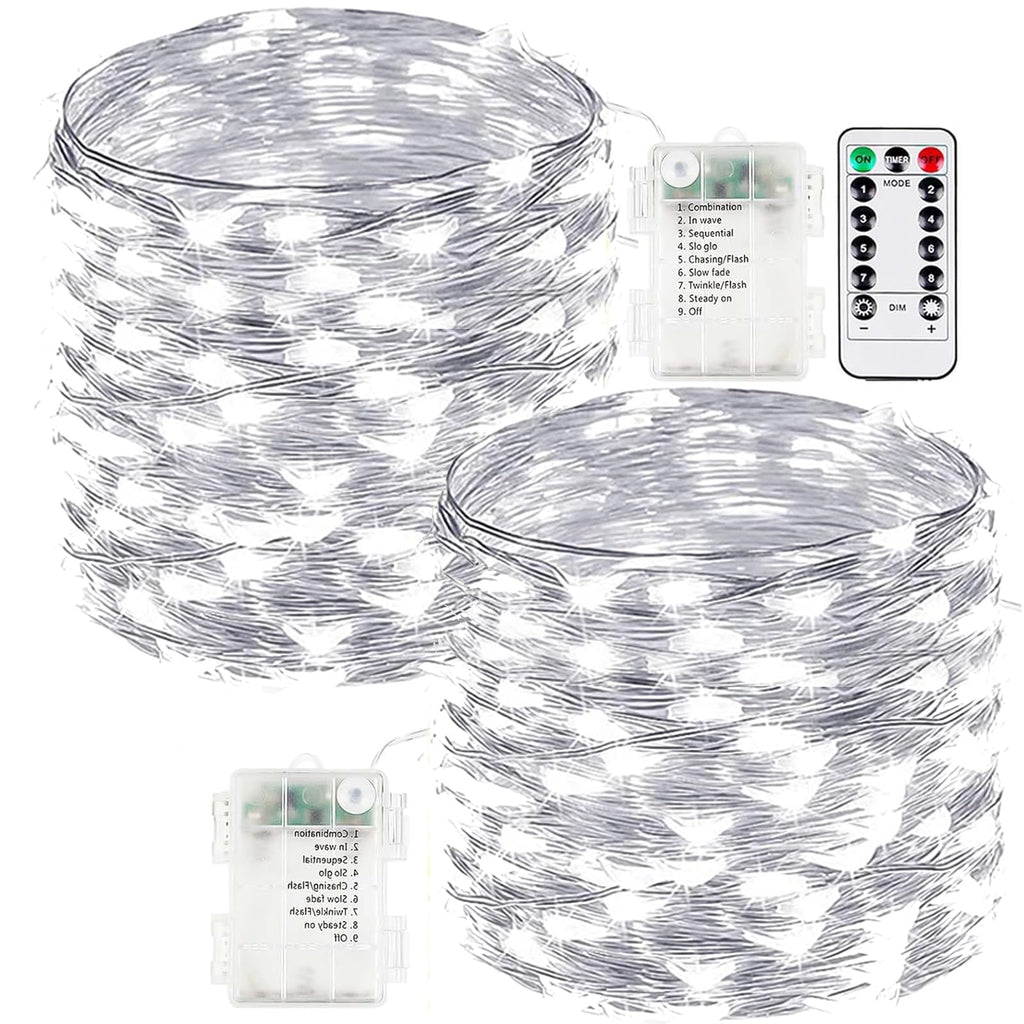 Waterproof battery-powered string light, 200 LEDs, 66 ft, 2-pack