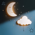 Cloud and moon floating night light duo for nursery and kids' bedroom
