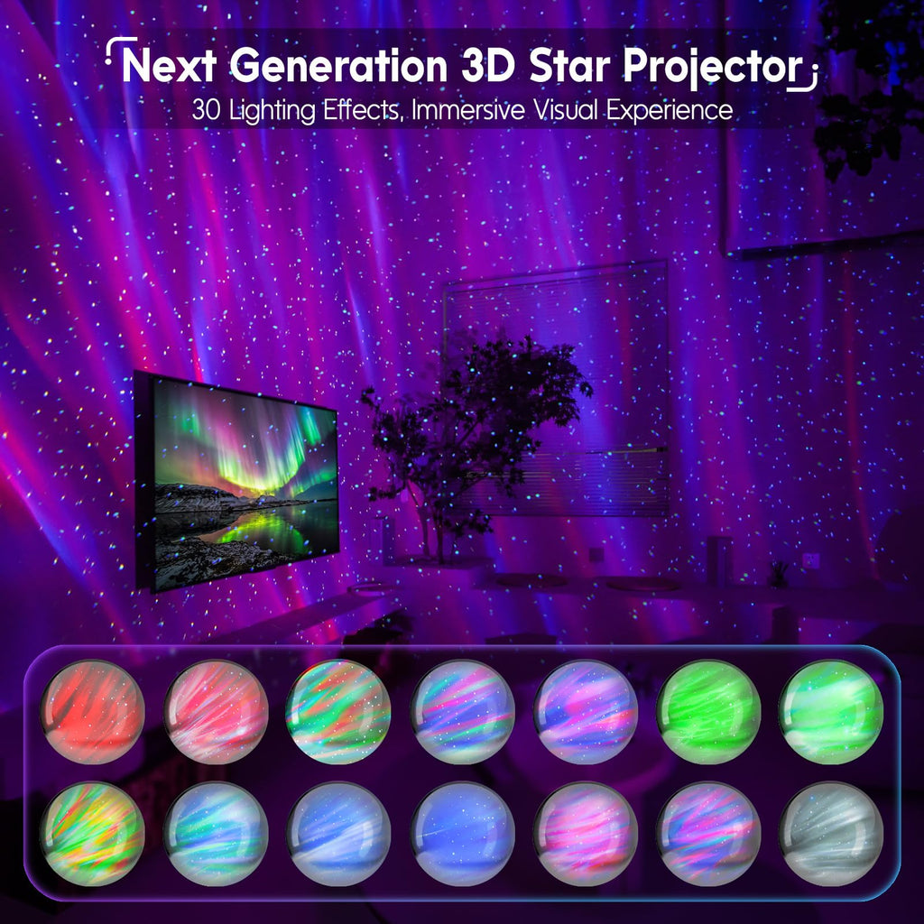 Galaxy aurora star projector night light for bedroom ambiance