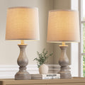 22-inch farmhouse table lamp set with linen shades, rustic style