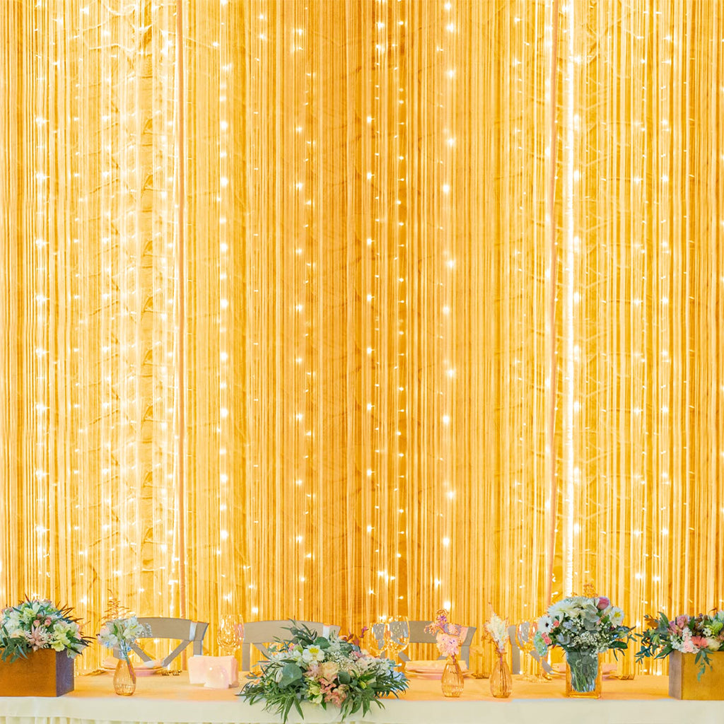 600 LED window curtain string lights, warm white for indoor outdoor