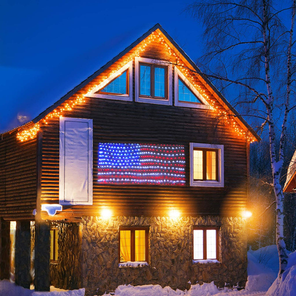 Waterproof American flag net outdoor string light for patriotic decor