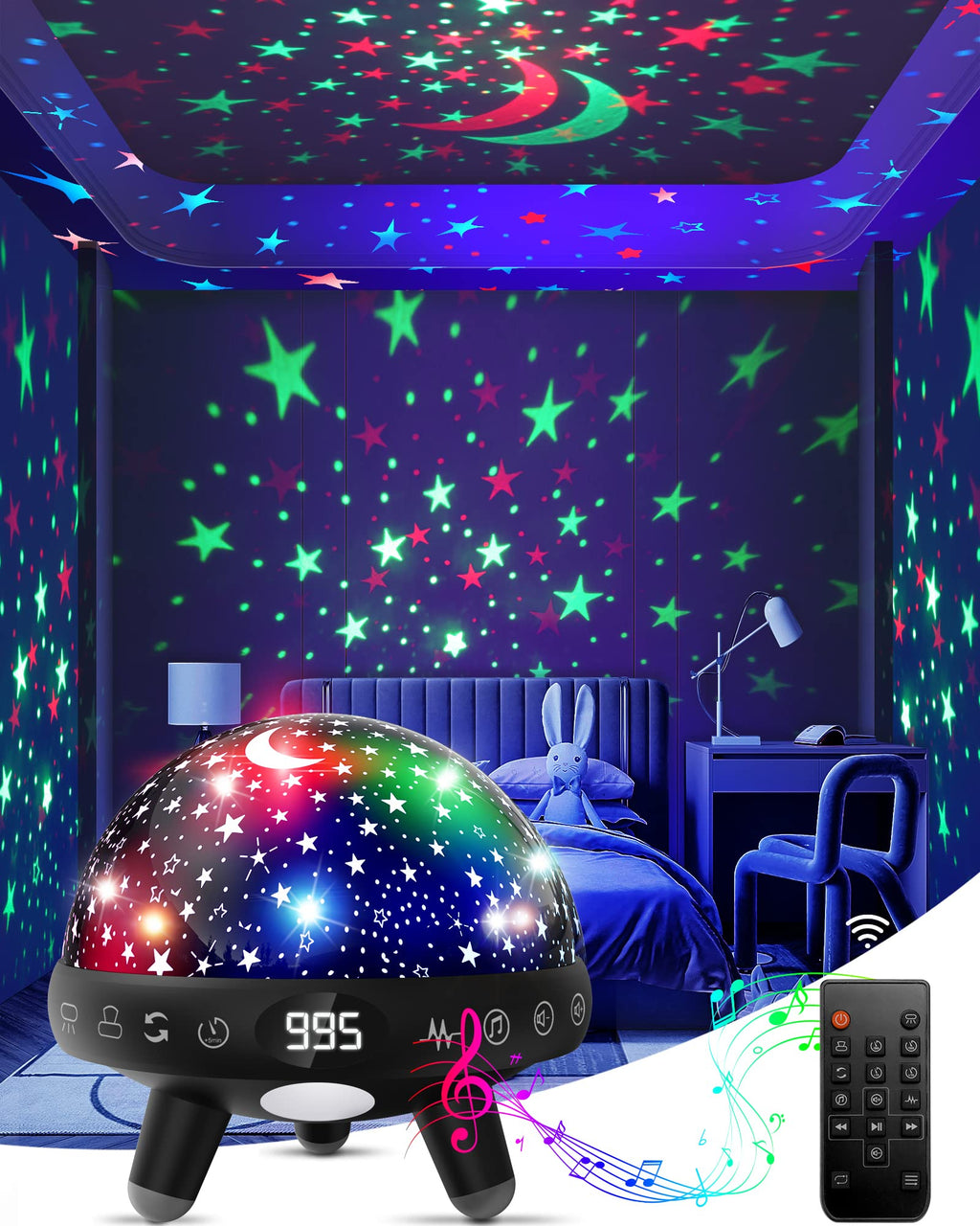 Kids star projector night light with music and 29 soothing sleep sounds